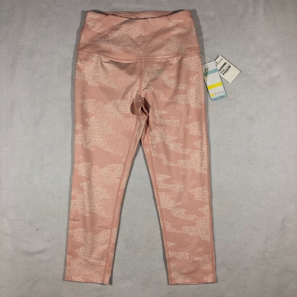 NEW Nordstrom Zella Womens Small High Waist Crop Legging Pink Rosecloud Dot Camo